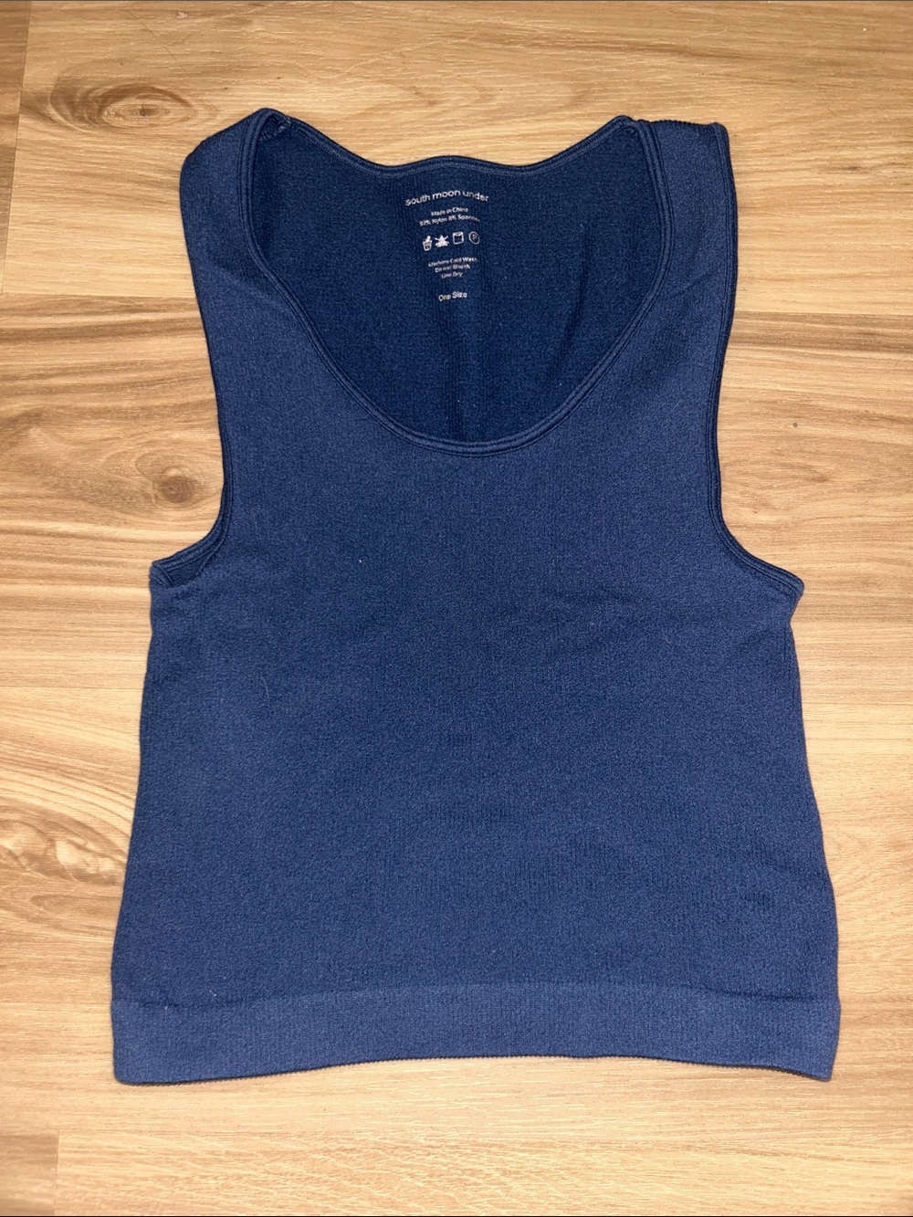 South Moon Under Navy Ribbed Tank Top